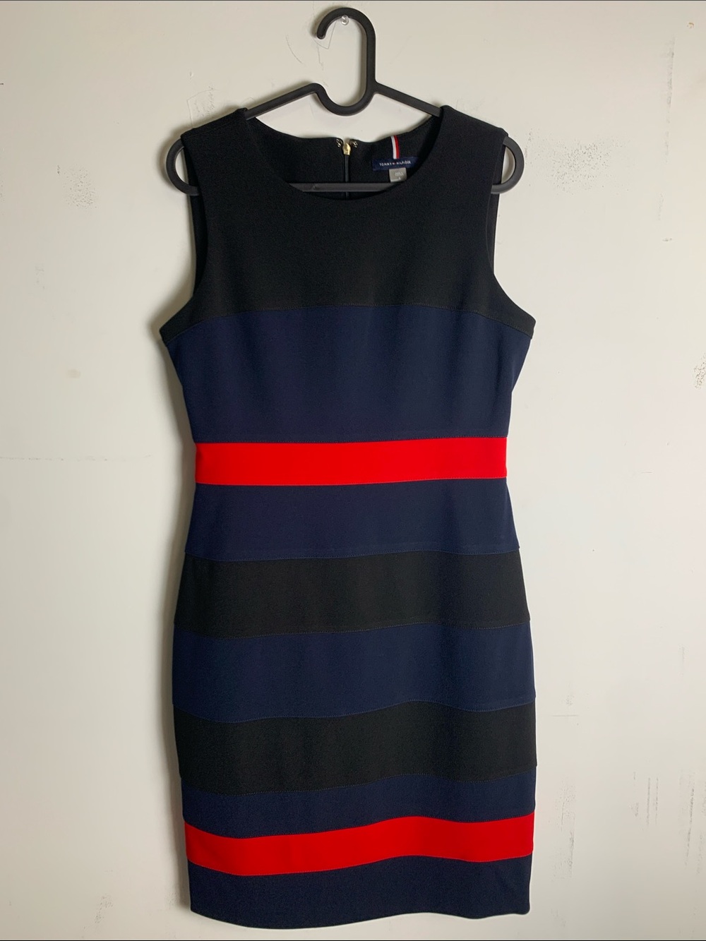 Tommy Hilfiger Navy, Black & Red Striped Sheath Dress